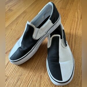Classic Vans Rare Colorblock Slip On Black White Mens 7 Womens 8.5 Read 721278